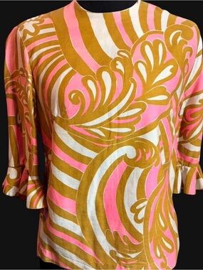 Vintage 60s Pink and Gold Top